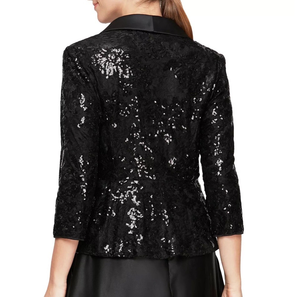 NWT sequin and satin blazer. Dressy or casual. Large Alex Evenings